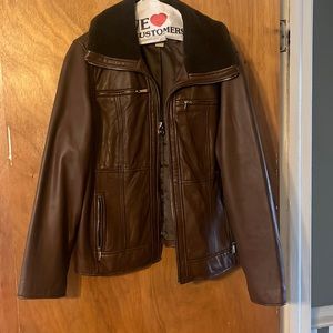 MICHAEL KORS women’s brown leather jacket   sz 1x